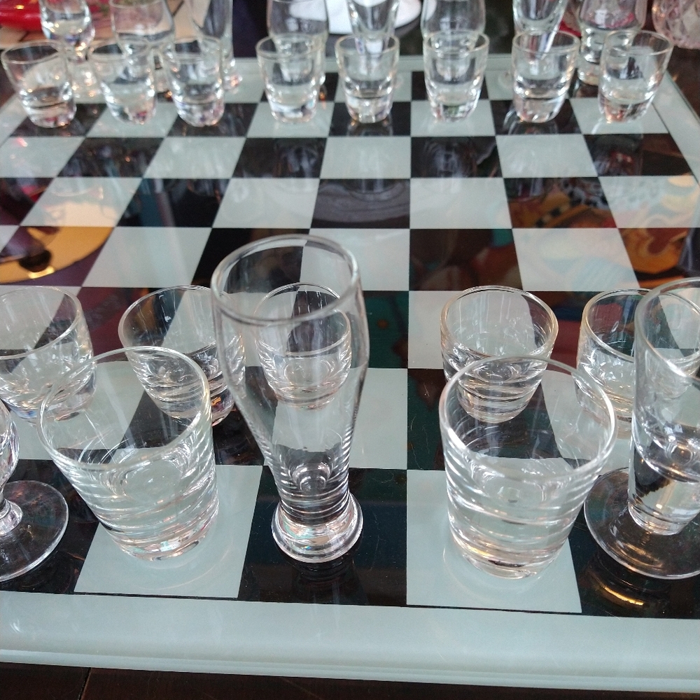 Shot glass chess set.